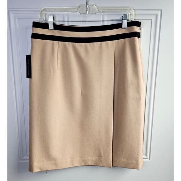 New Worthington Straight Career Business Office Skirt Tan Black Size 12 - Picture 1 of 11